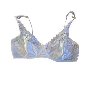 Lady Q Bra 42E Womens Plus Size Underwired White Lace Detail Full Coverage